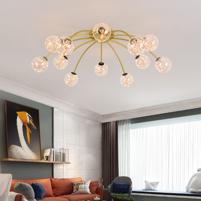 Lámpara de techo redondo de vidrio lámpara de montaje semi rasciquete led simple