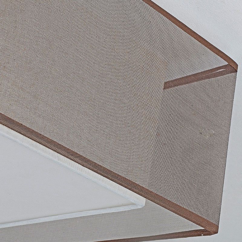 Brown Square Ceiling Light in Traditional Concise Style Wrought Iron Flush Mount with Fabrics Shade