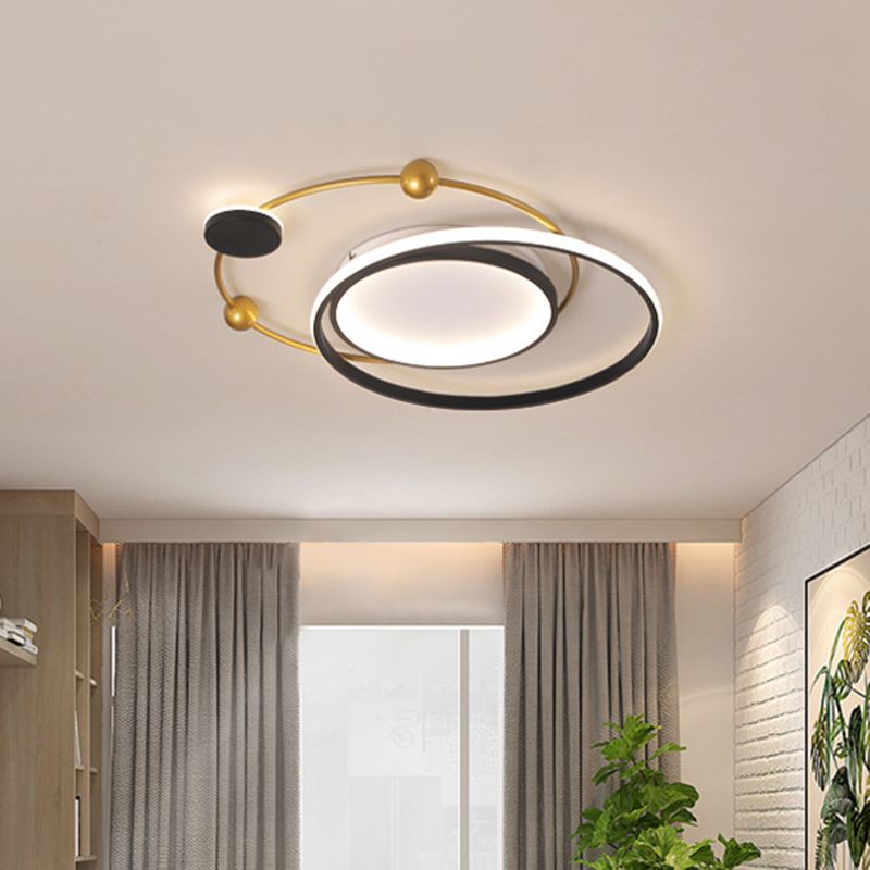 Acrylic Universe Flush Light Fixture Cartoon Style LED Close to Ceiling Lamp in Gold, White/Warm Light