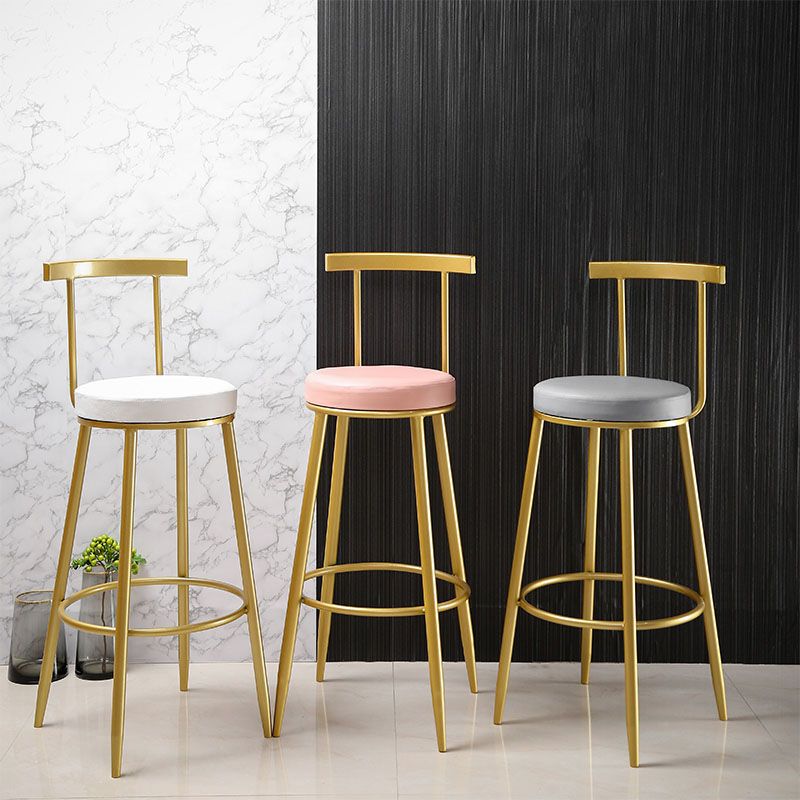 Nordic Style Upholstered Fabric Stools Armless Round Barstools for Home