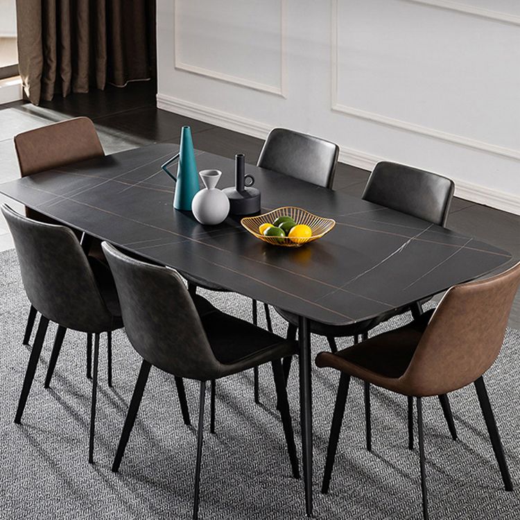 Industriële stijl rechthoek eettafel stenen eettafel met metalen 4 poten