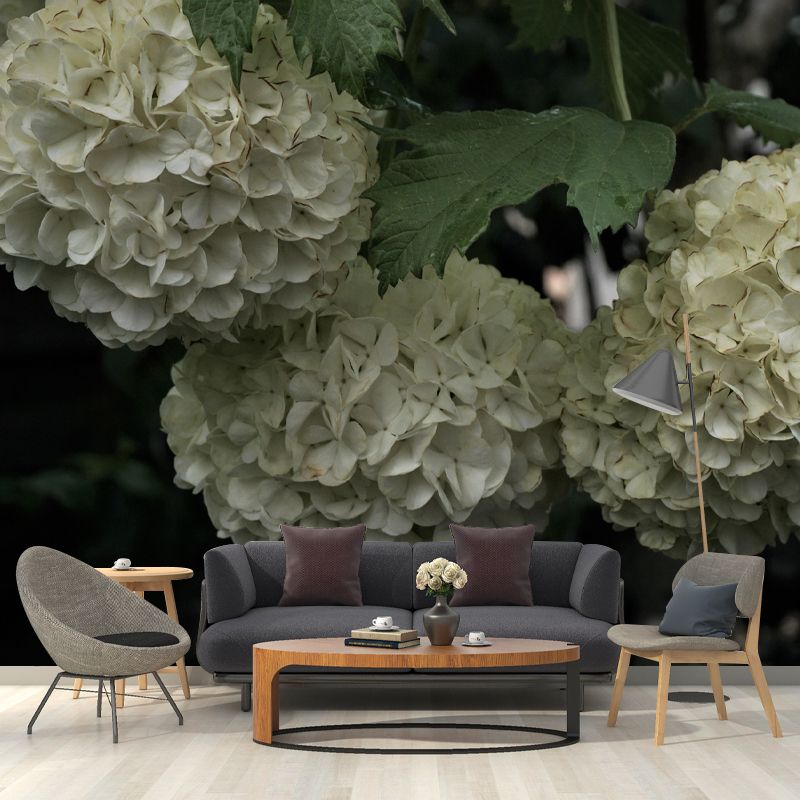 Horizontal Photography Hydrangea Bush Wall Mural for Living Room Girls Bedroom