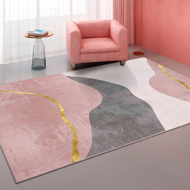 Minimalist Block Rug Anti-Slip Rug Friendly Easy Care Area Carpet for Decoration