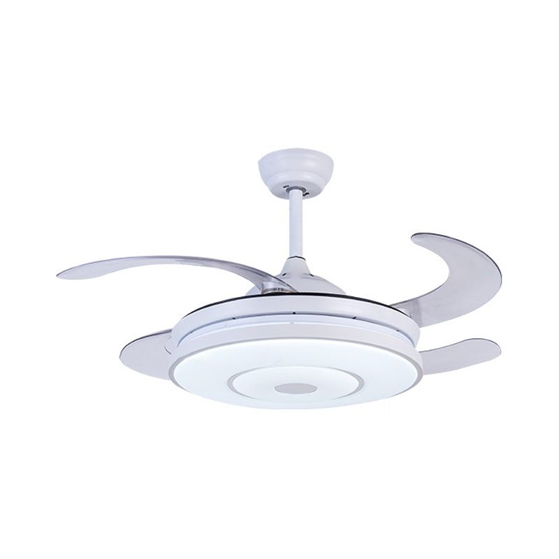 36 "brede ring woonkamer ventilatorlamp eigentijdse acryl -led witte semi -spoelmontage licht met 4 messen, op afstand/muurregeling/afstandsbediening en muurregeling