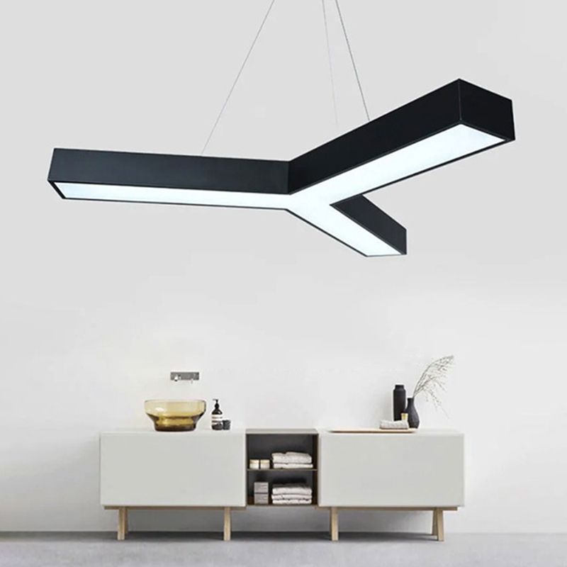 Black Geometric LED Pendant Light in Modern Concise Style Aluminium Hanging Light with Acrylic Shade