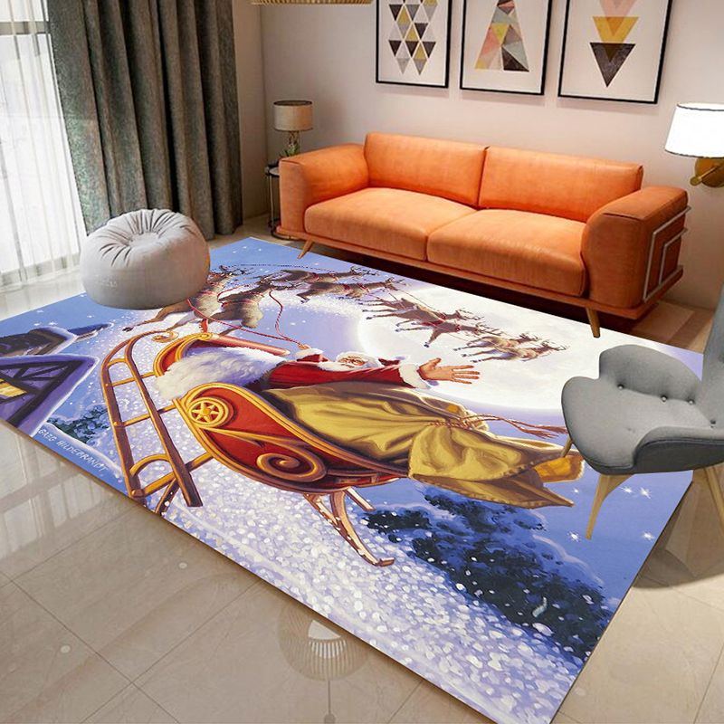 Purple Modern Indoor Rug Polyester Horse Area Rug Non-Slip Backing Rug for Drawing Room
