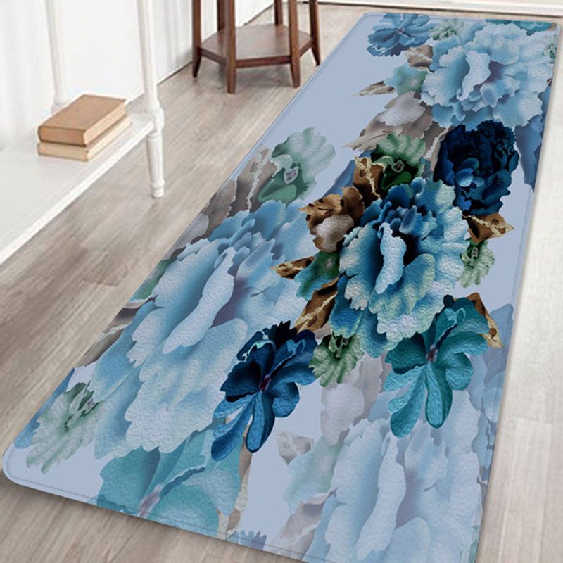 Chic Flower Pattern Area Rug Modern Polyester Area Carpet Anti-Slip Backing Rug for Living Room