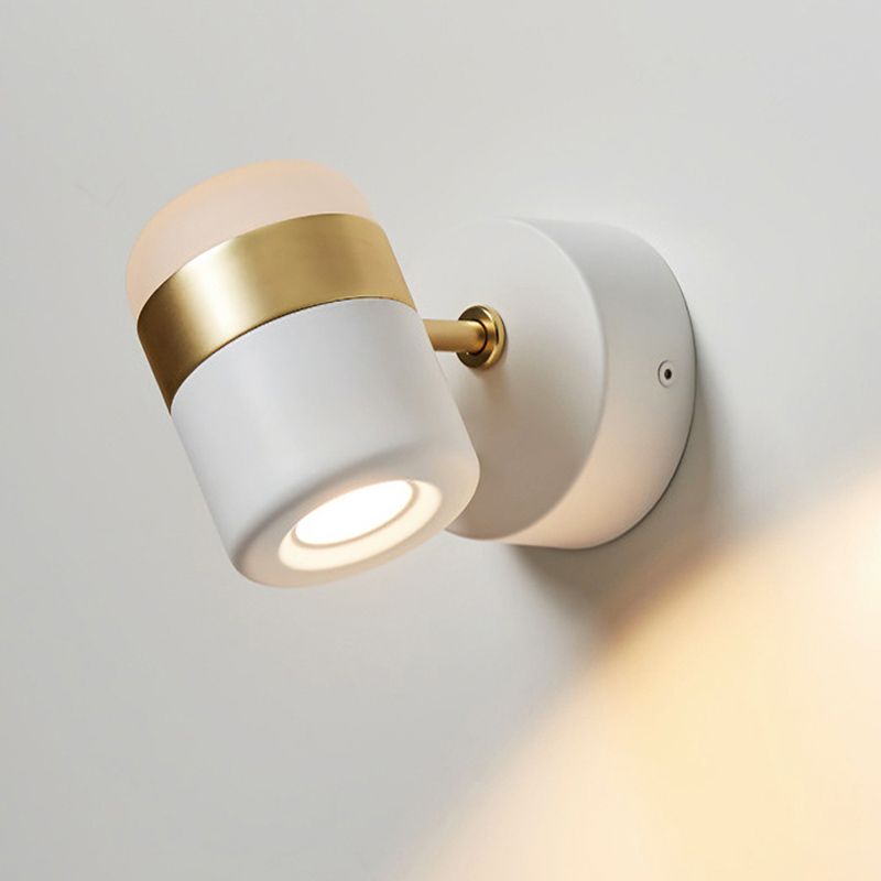 Modern Metal Wall Sconce Cylinder Shape Wall Light with Acrylic Shade for Bedroom