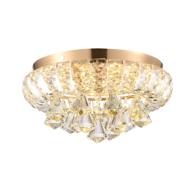 Luminaire encastré en forme de larme dorée, luminaire LED en cristal clair minimal pour couloir proche du plafonnier