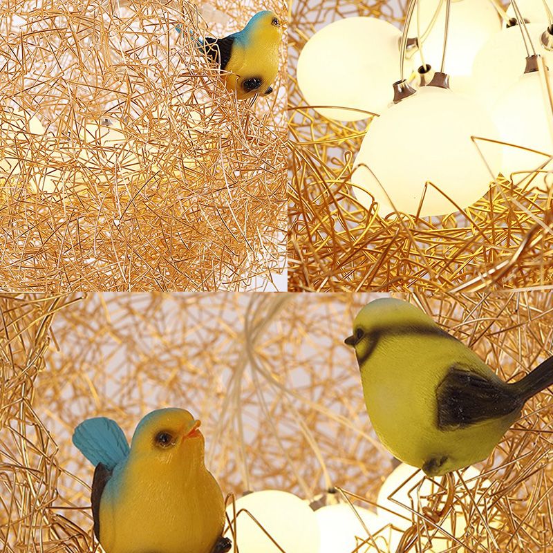 Art déco 2 lumières Lumière de lustre avec une nuance en métal Gold Plafond Plafond Hung Fixture