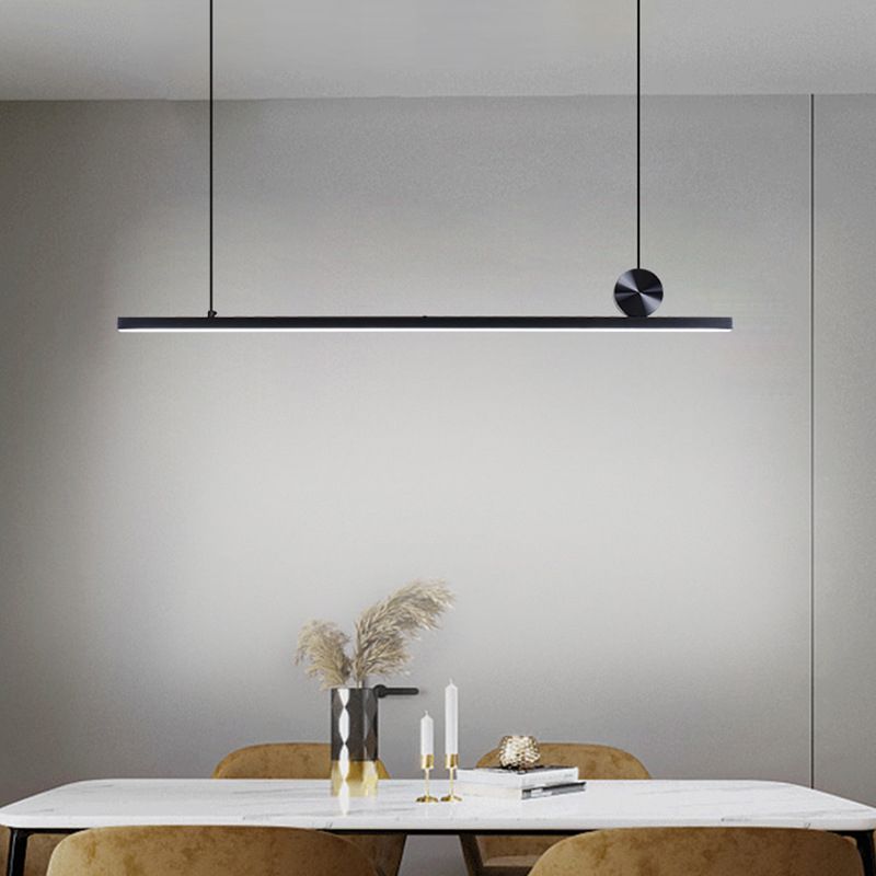 Contemporary Linear Shape Pendant Light with Plastic Shade for Living Room