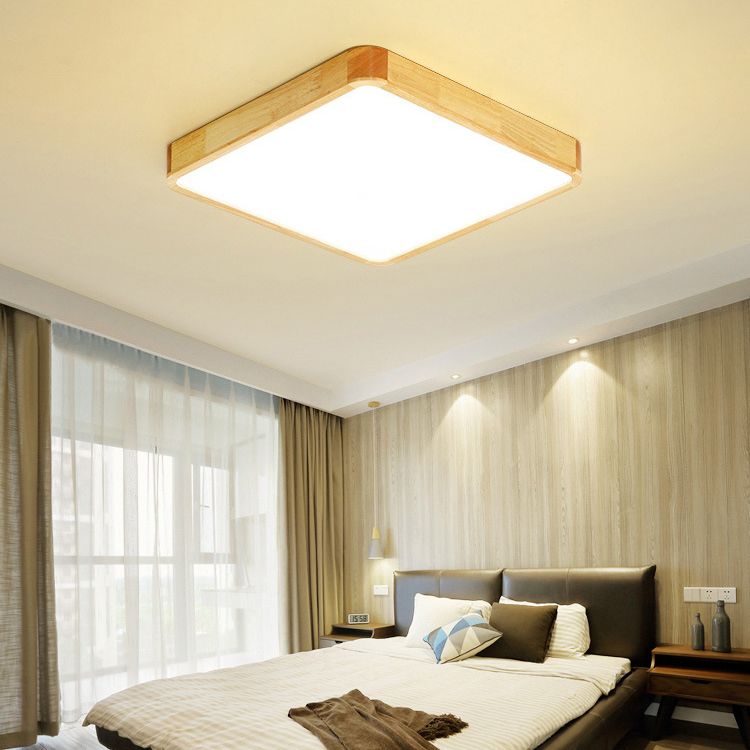 Moderno LED de montaje de luz de montaje de color beige Iluminación de montaje de color beige con sombra de madera