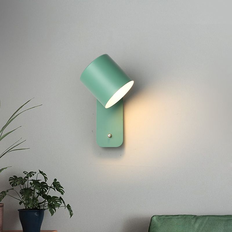 Nordic Style Colorful Wall Light Cylinder Shape Adjustable Wall Lamp for Bedroom