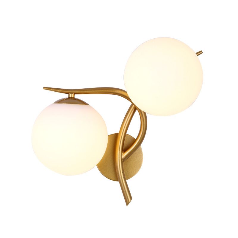 Modern Metal Wall Sconce Minimalist Glass Ball Shade Wall Light Fixture