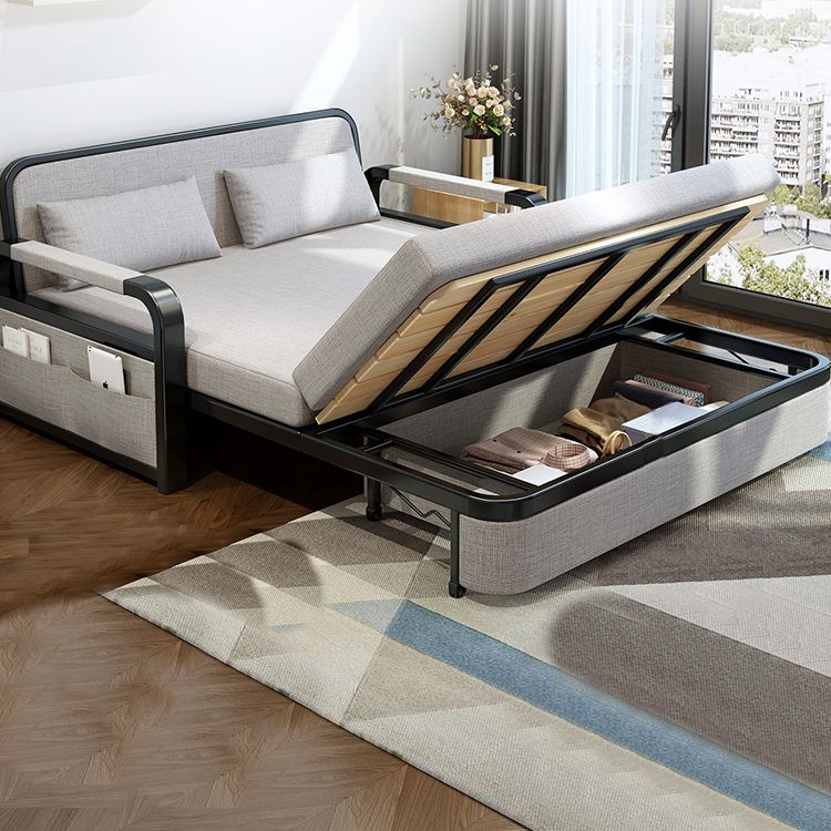 30" Wide Contemporary Sofa Futon Gray Pillow Included Storage Sleeper Sofa