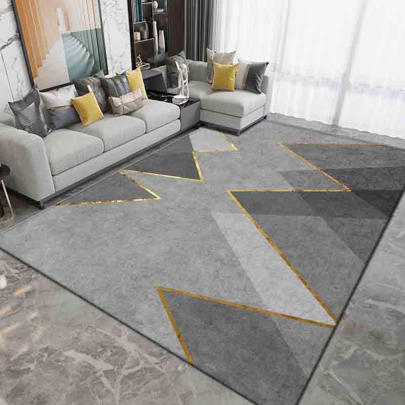 Gray Modern Rug Polyester Graphic Indoor Rug Non-Slip Backing Rug for Sitting Room