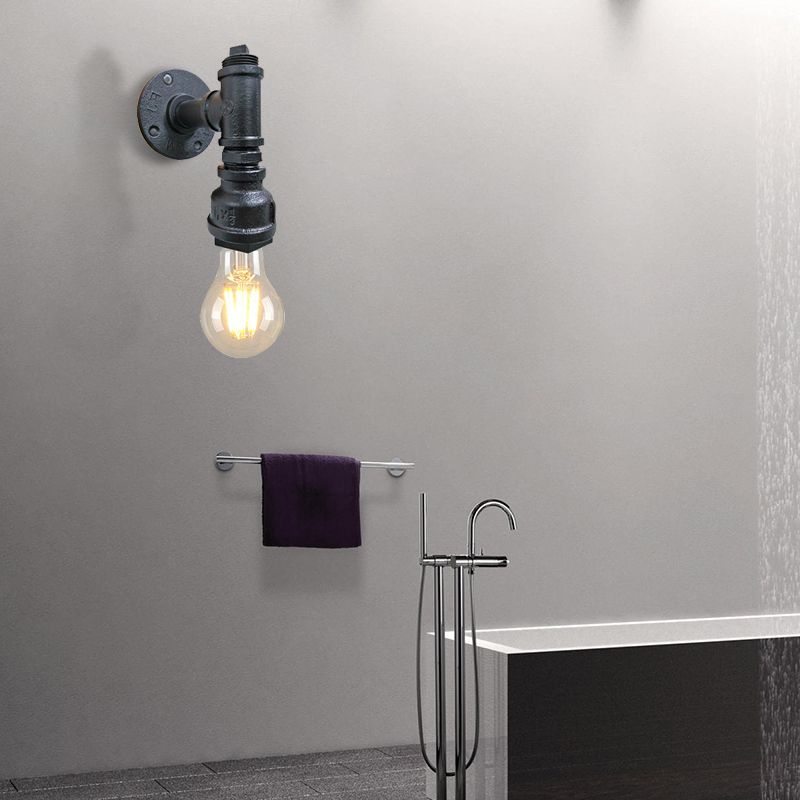 1 Éclair de murs de fer léger Éclairage industriel noir / argent vieilli en argent nu.