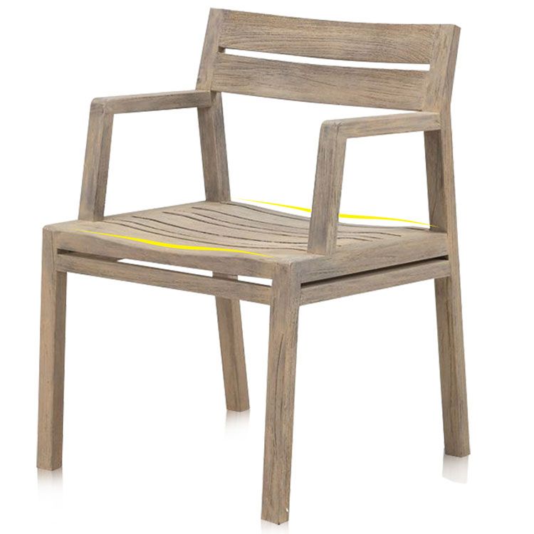 Contemporary Solid Wood Dining Armchair Open Back Patio Arm Chair