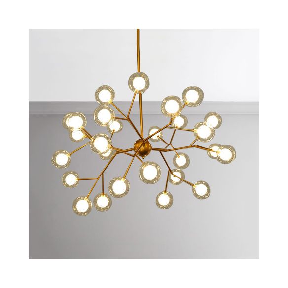 Branching Chandelier Light with Clear Glass Ball Shade Modern Style 9/27 Bulbs Black/White Ceiling Light Fixture