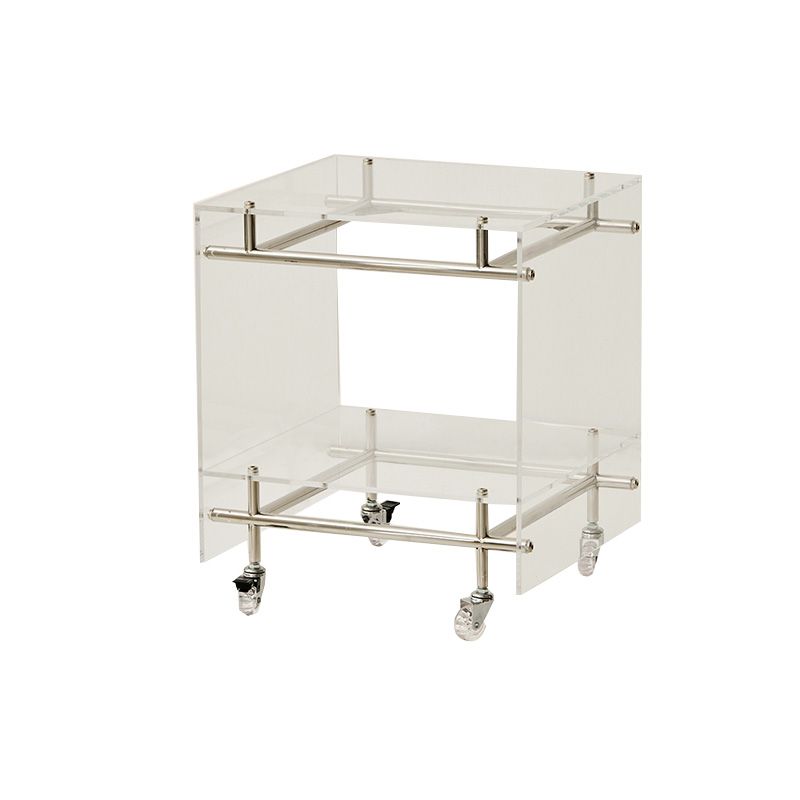 Acrylic End Table Metal Accent Side Table for Living Room with Wheels