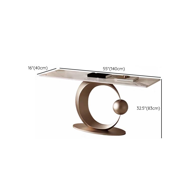 Glam Rectangle Accent Table Stone Console Sofa Table for Hall