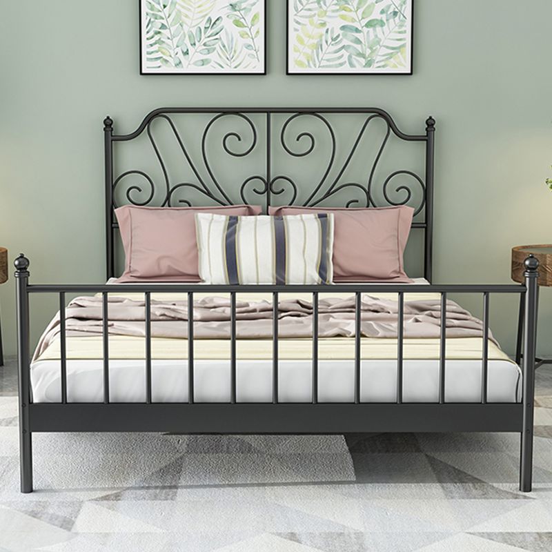 Modern Style Metal Bed Including Headboard Open-Frame Bed in Black/White