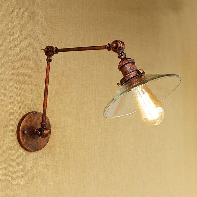 Rust One Light Splock Light Vintage Vintage Clear Glass Fixture para dormitorio
