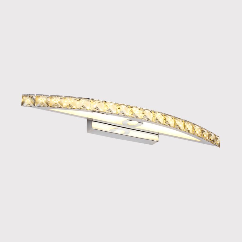 Curvy Bathroom Wall Mounted Vanity Light Clear/Champagne Crystal LED Minimal Mirror Lamp in Warm/White Light