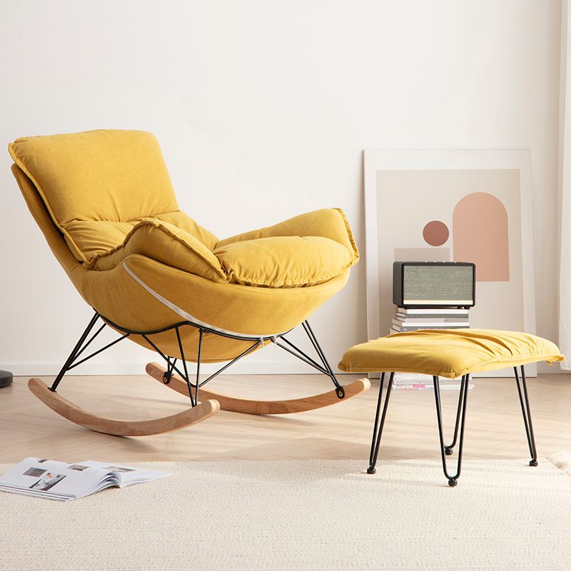 Rocking Chair Fabric Houndstooth Scratch Resistant Rocking Chair with Ottoman