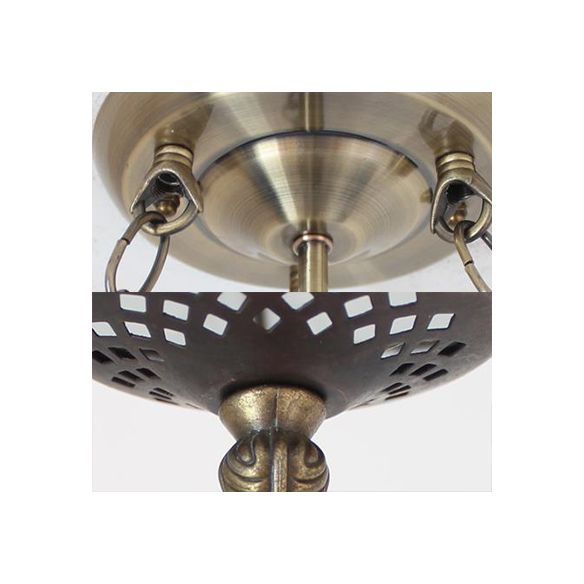 Mediterranean Bowl Ceiling Light Blue Glass Indoor Chandelier Light with 12 Inch Width for Foyer