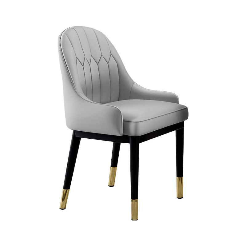 Sillas de comedor Glam, silla Parsons curvada de cuero con acabado mate para cocina