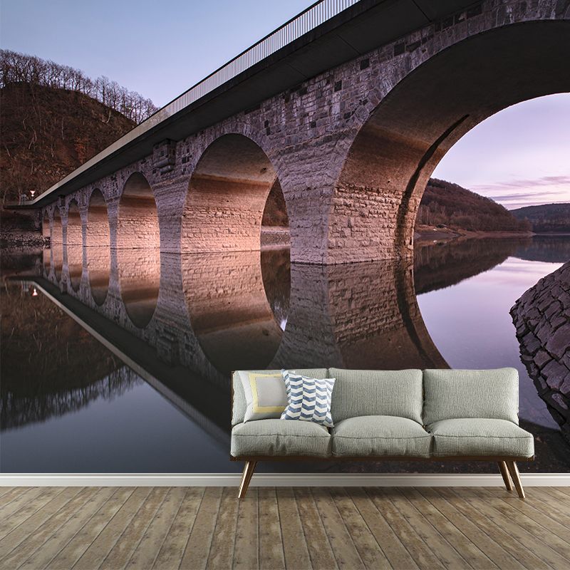 Brick Bridge Architecture Mural Wallpaper Stain Resistant Wall Decor for Home Decor