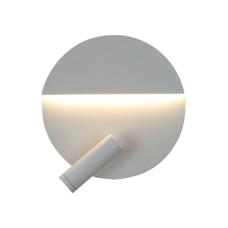 Black/White Round Wall Lamp LED Modern Simple Metallic Wall Light with Spotlight