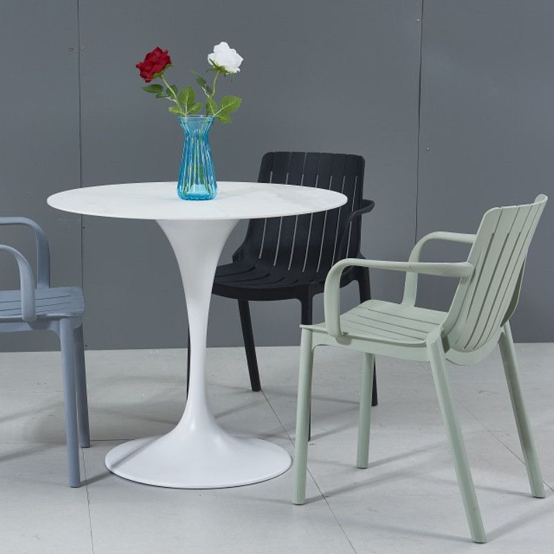 Scandinavian Kitchen Arm Chair Indoor Slat Back Plastic Dining Room Chair