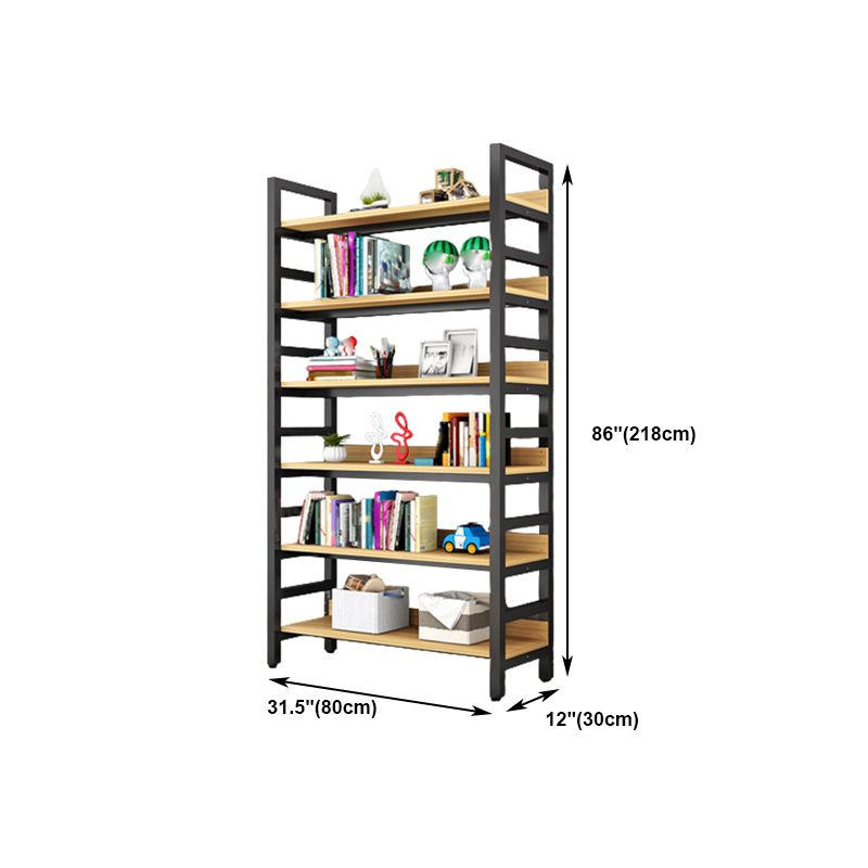 Modern Style Bookshelf Black Frame and Wood Bookcase for Office