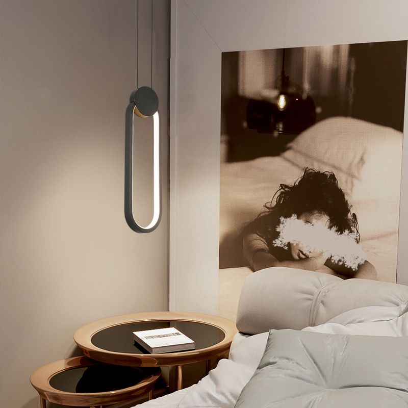 Lampada a sospensione circolare nera Nordic Metallic LED Sospensione Lampada per camera da letto