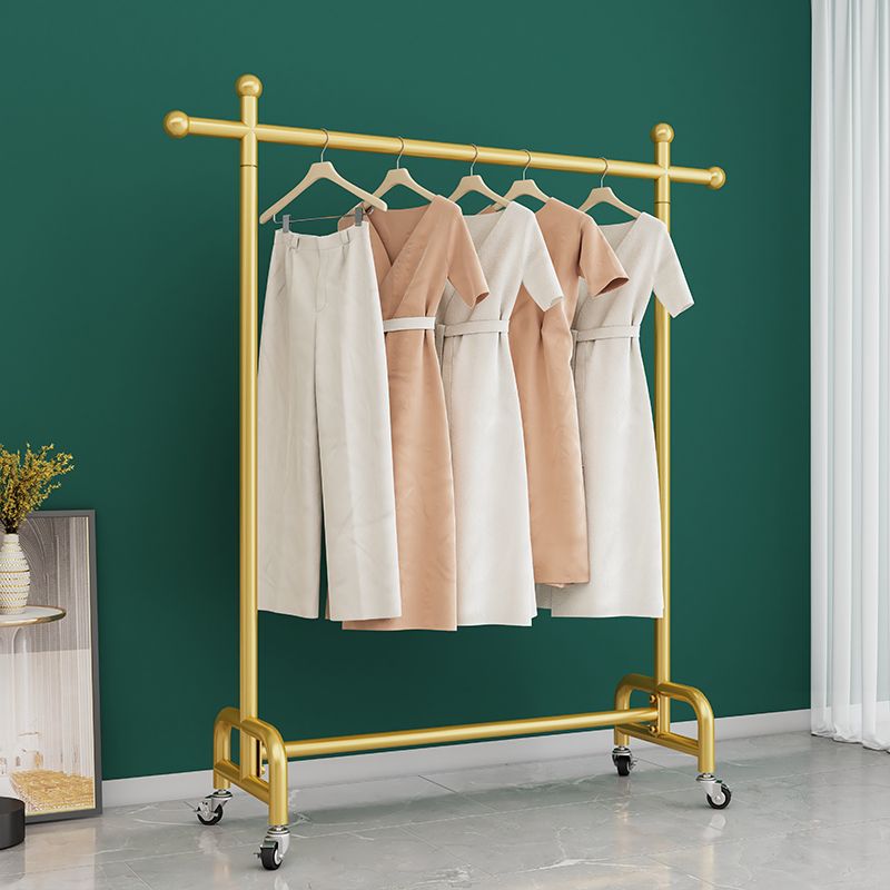 Glam Coat Rack Metal Framed Hanging Rail and Hooks Hall Stand with Castors