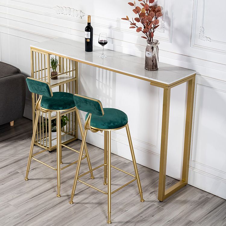 Modern 1/3 Pieces Bar Table Set Rectangle Stone Counter Table with High Stools for Cafe