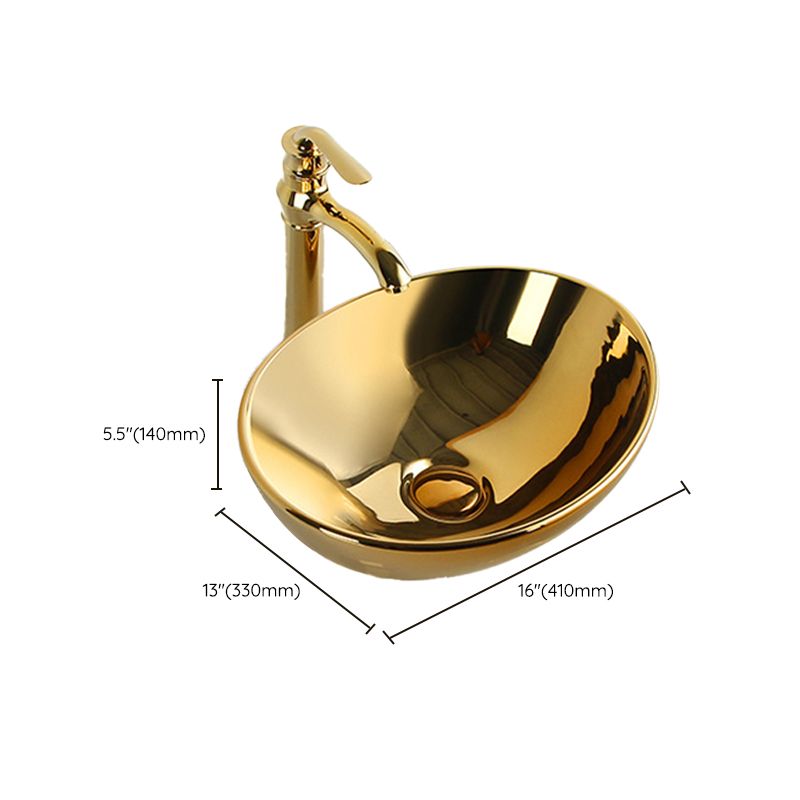 Modern Bathroom Sink Metal Rectangular with Pop-Up Drain and Faucet Vessel Bathroom Sink