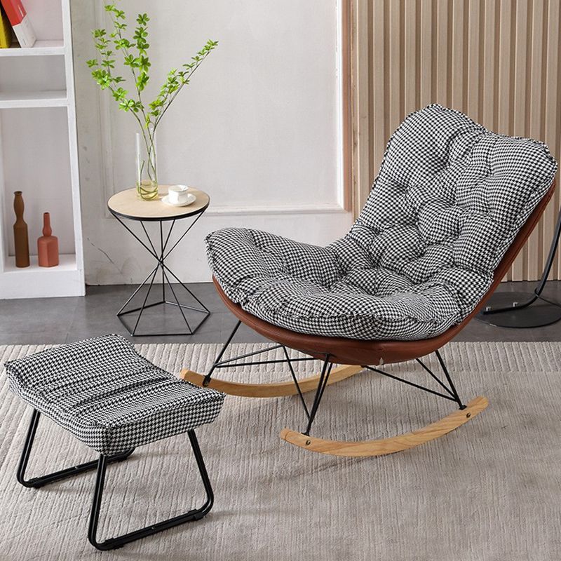 Contemporary Rocking Chair Upholstered Tufted Cushions with Light Legs Glider