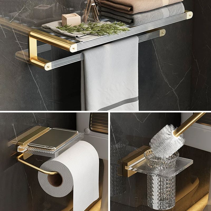 Modern Bathroom Accessory Set Bath Shelf Gold Towel Bar Bath Hardware Set