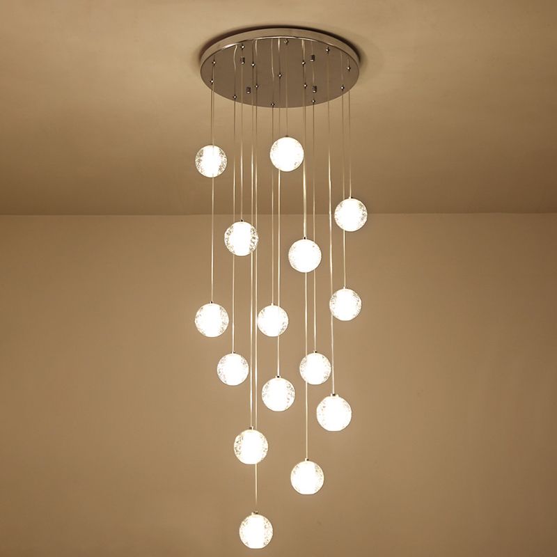 Ball Multi Ceiling Light Contemporary Stainless Steel Cluster Pendant Light with Hanging Cord for Restaurant