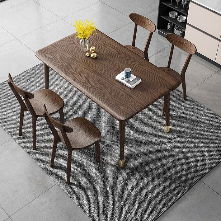 Ash Wood Dining Table Luxury Style 4 Legs Base Solid Wood Table for Dining Room