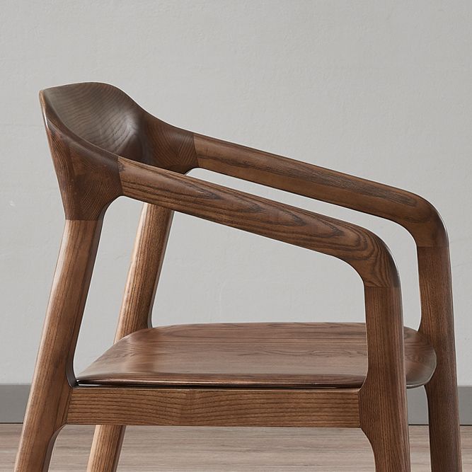 Traditional Style Ash Wood Chair Set Kitchen Open Back Dining Arm Chairs