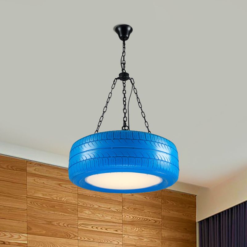Creative Industrial Hanging Light Car Tire Rubber Chandelier with Hanging Chain for Bar