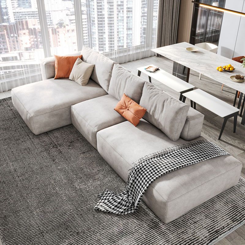 Nordic Pillows Living Room Faux Leather Stationary Square Arm Sofa Chaise