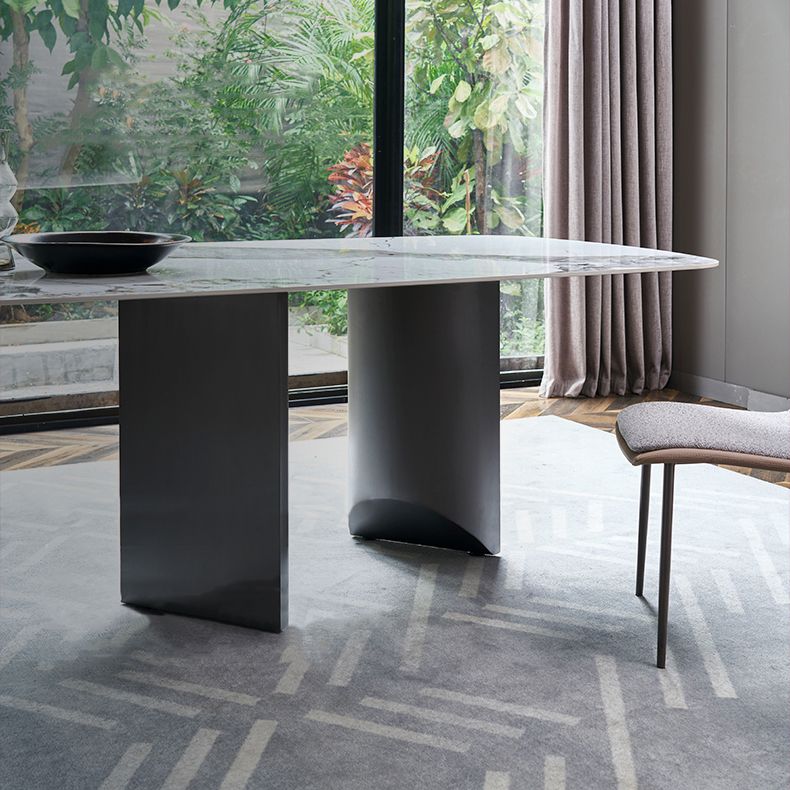 Contemporary Rectangle Shape White Table Standard Sintered Stone Dining Table for Kitchen