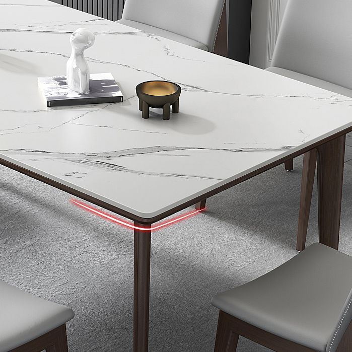 Industrial Rectangle Shape Dining Table Sintered Stone Fixed Desk for Home