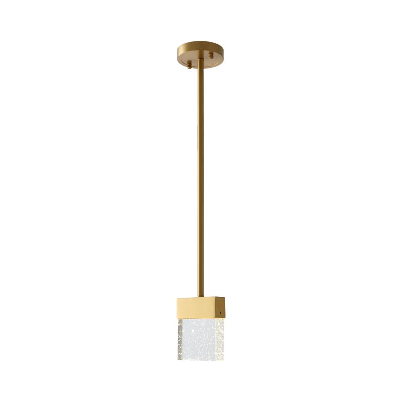 Clear LED Down Mini Pendant Modern Bubble Crystal Cuboid Pendant Ceiling Light for Dinning Room