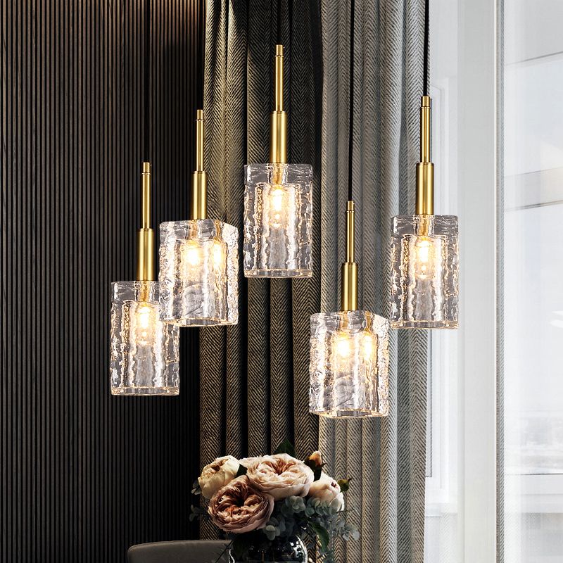 Crystal Cylindrical Hanging Lights Modern Style Hanging Mount Fixture for Bedroom